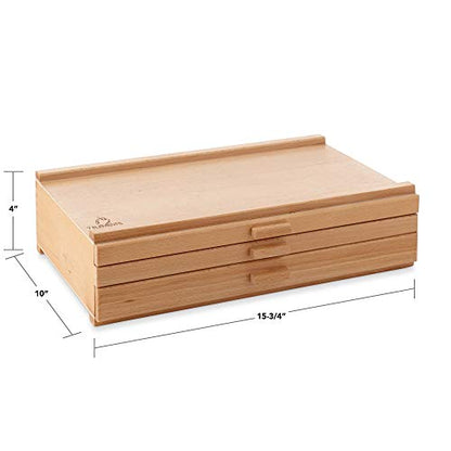 7 Elements 3 Drawer Wooden Artist Storage Supply Box for Pastels, Pencils, Pens, Markers, Brushes and Tools - size: 3-Drawer