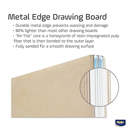 Maped - Helix Wooden Lightweight Drawing Board 18 x 24 Inch - Sketching Outdoors - Precision Metal Edge - Ensures Level Surface, Prevents Warping - Durable, Ample Space, Versatile Use - size: 18” x 24”, style: Metal Edge