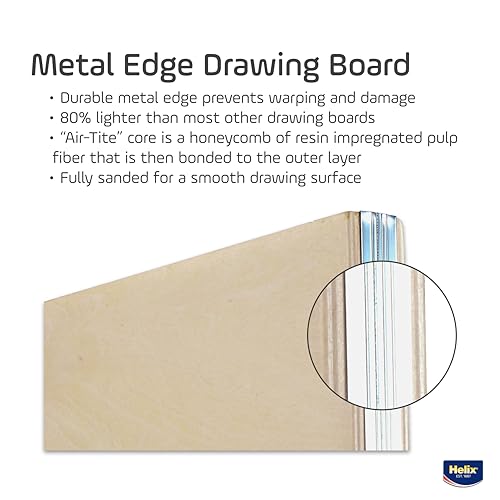Maped - Helix Wooden Lightweight Drawing Board 18 x 24 Inch - Sketching Outdoors - Precision Metal Edge - Ensures Level Surface, Prevents Warping - Durable, Ample Space, Versatile Use - size: 18” x 24”, style: Metal Edge
