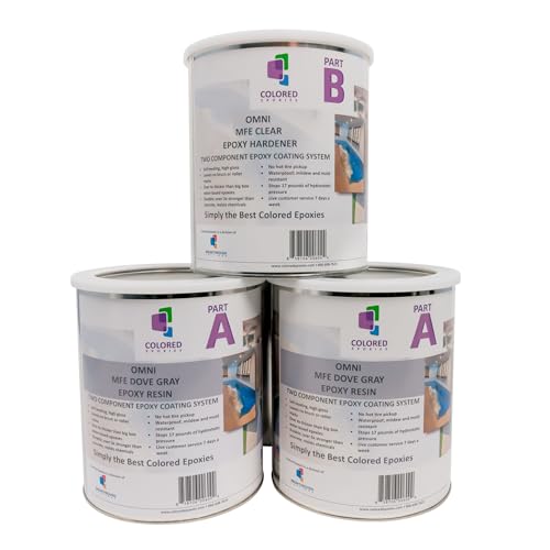 Dove Gray Epoxy Resin Coating 100% Solids, High Gloss for Garage Floors, Basements, Concrete and Wood, 3 Gallon Kit - color: Dove Gray, style: 3 Gallon Kit