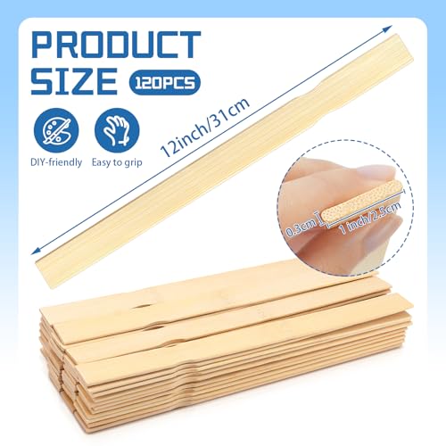 120 Pack 12 Inch Wooden Paint Stir Sticks - Multi-Purpose Paint Stirrers for Mixing Paint, Garden Markers, Library Labels & Craft Projects, Durable Unfinished Wood Stir Sticks