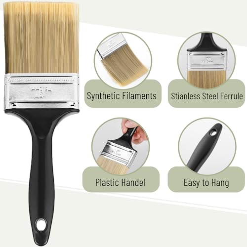 Bates- Paint Brushes, 4-Inch, 4 Pack, Flat Paint Brushes | for Walls Furniture Wood Surfaces Interior Painting & Home Improvement Projects