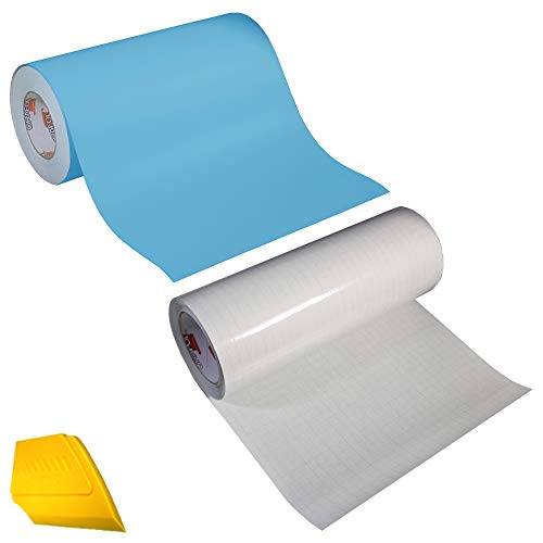 ORACAL 651 2 Color Combo Pack Adhesive Craft Vinyl 12 Inches x 3 Feet Roll Bundle Including Hard Yellow Detailer Squeegee (Transfer Paper/Masking Film) - color: Transfer Paper/Masking Film