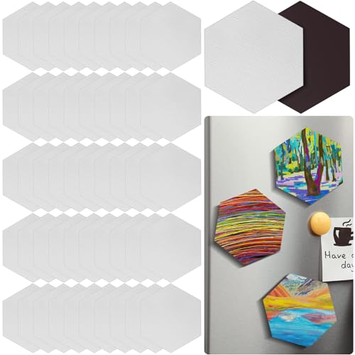 Engrowtic 50 Pcs Magnetic Painting Canvas Panel Mini Canvas Boards for Painting Mini Tile Art for Fridge Locker Art Crafts DIY(3 in,Regular Hexagon) - size: 3 in, style: Regular Hexagon