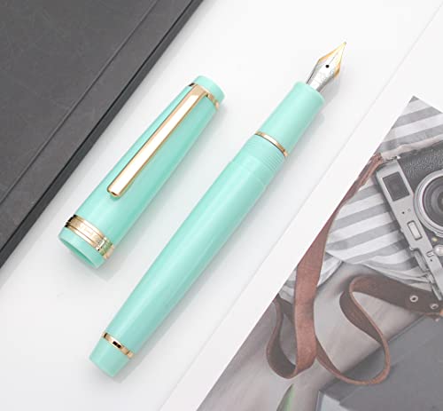 JINHAO 82 Fountain Pen with Gold Clip (F Nib 0.5mm, Light Green) - color: Light Green