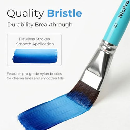 Nicpro Face Paint Brush Set, 7PCS Face & Body Painting Brushes with Aqua Blue Handles, Synthetic Nylon Hair Makeup Paintbrush Kit for Kids, Halloween, Cosplay, School Events & Summer Camp - color: Blue