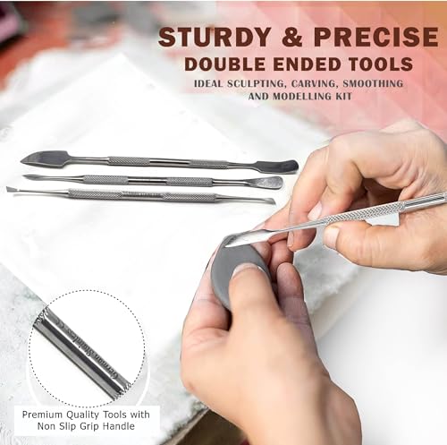 A2ZScilab - Stainless Steel Spatula Wax & Clay Sculpting Tool Carver Set, Carving Pottery Tools - Sculpture Shaper Polymer Modeling Tools for Clay, Pottery, Ceramics Artwork & Holiday Crafts (3PC) - style: 3PC