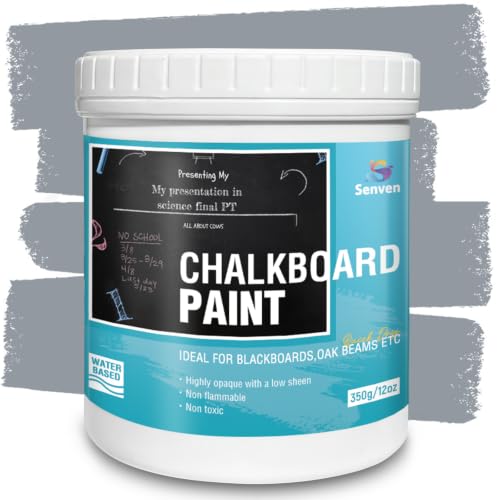 Chalkboard Paint Gray Chalk Board Paint for Wood, Metal, Glass, Wall, Plaster Boards Sign, Frame, Interior/Exterior, Built-in Primer & Top Coat, Black Matte Finish, Acrylic, Non-Toxic, 350g, 12oz - color: Gray, size: 12 Fl Oz (Pack of 1)