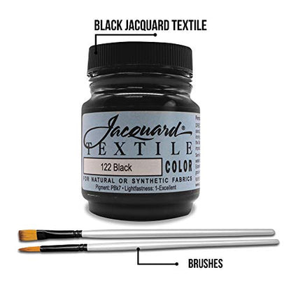 Moshify Jacquard Products Black Textile Color - Fabric Paint Made in USA - JAC1122 2.25-Ounces - Bundled Brush Set - size: 2.25 Ounce (Pack of 1)