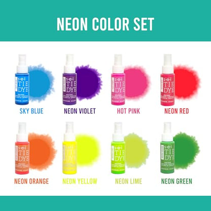 SEI 8 Pack Neon Tie Dye Spray Kit, Tye Dye Kits for Large Groups, Pre-Mixed Water Based Fabric Dye, Spray Bottle Included, Spray Paint for Clothes - color: Neon 8 Pack