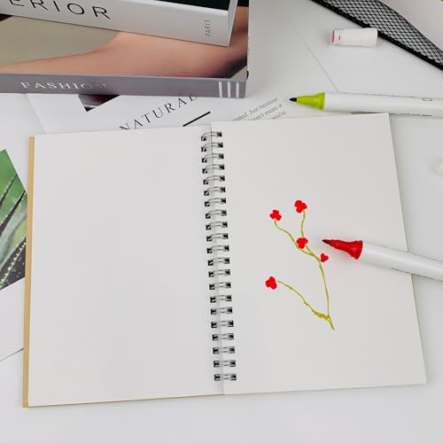 Set of 2, Each with 20 Sheets, 7.5 x 5.1 Inches, 140 lb Cold Press Watercolor Paper, 1150 GSM Brown Hard Cover, Spiral Bound, White Pages for Drawing and Painting