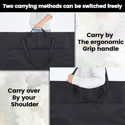 Shinylin 48x36 Inch Large Art Portfolio Bag with Nylon Shoulder Strap, Lightweight Waterproof Art Portfolio Case, Black Carrying Storage Case for Artwork, Poster, Sketching and Drawing