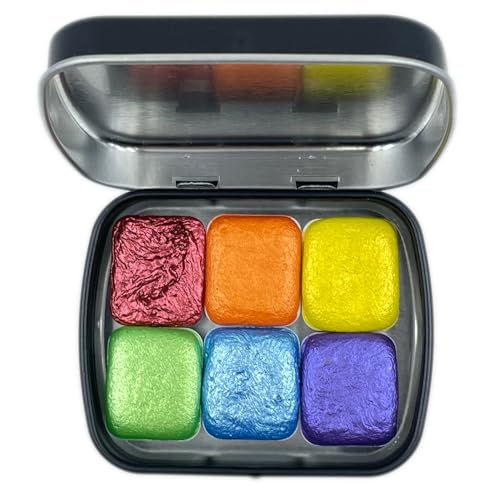 IUILE Handmade Watercolor Paints - Rainbow 2 Half Pan Set (6 colors) - color: Rainbow2