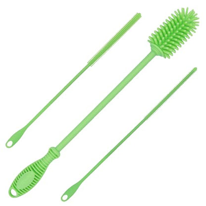 Kitchiny Silicone Bottle Brush with 2 Straw Cleaners - 12.5” Water Bottle Cleaner Brush for Yeti, Hydro Flask, Owala, Stanley, Baby Bottles, Glassware, Vases & Narrow Neck Containers - Green - color: Green