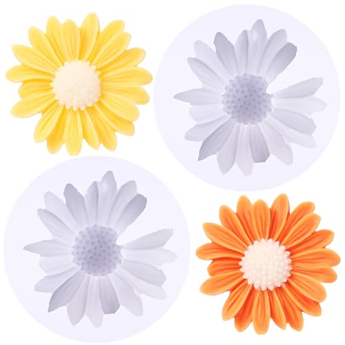 2 PCS Daisy Flower Silicone Molds, Chrysanthemum Resin Candle Molds, 3D Flower Fondant Mold for DIY Cake Chocolate Soap Wax Clay Craft Decoration (Daisy) - color: Daisy