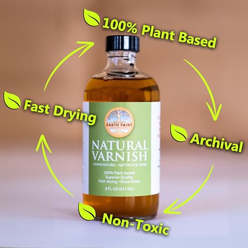 Natural Earth Paint Varnish | Natural | Non-Toxic | Wood Finish | Clear Coat | 32oz | Dries Clear