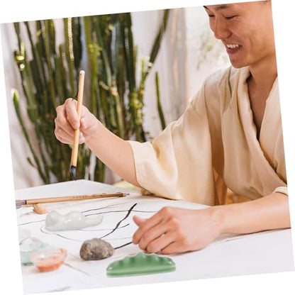 VILLCASE Wave Design Ceramic Brush Holder for Calligraphy and Painting Artistic Brush Rest and Drying Rack Unique Ceramic Pen Stand for Artists and Calligraphers