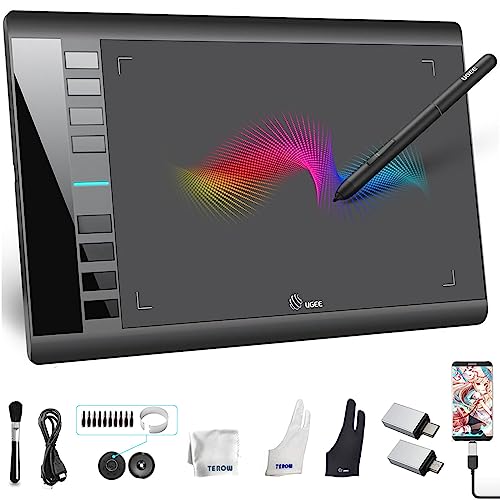 UGEE Drawing Tablet Graphics, M708 V2 Upgrade PC&Computer&Android Device,10x6 Inch Ultra Thin Large Graphic for PC, Pad with 8 Hot Keys Upgrade 16384 Level Battery-Free Stylus for Unleash Creativity - style: Wired M708 V2 Android