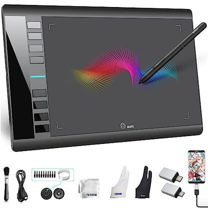 UGEE Drawing Tablet Graphics, M708 V2 Upgrade PC&Computer&Android Device,10x6 Inch Ultra Thin Large Graphic for PC, Pad with 8 Hot Keys Upgrade 16384 Level Battery-Free Stylus for Unleash Creativity - style: Wired M708 V2 Android