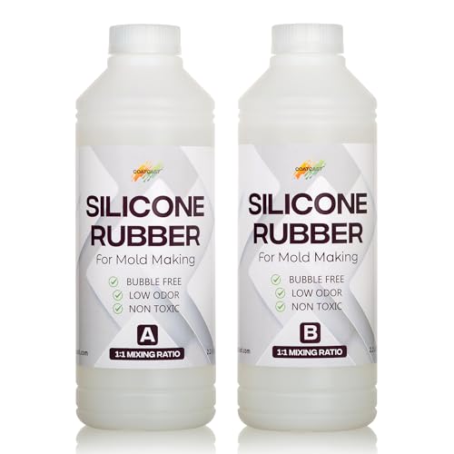 Silicone Rubber Kit 18A for DIY Mold Making (70.4 oz) - Super Elastic, Translucent, Fast Cure, Non-Toxic, 1:1 Ratio Liquid Silicone for Resin and 3D Molds (4.4 Pounds)