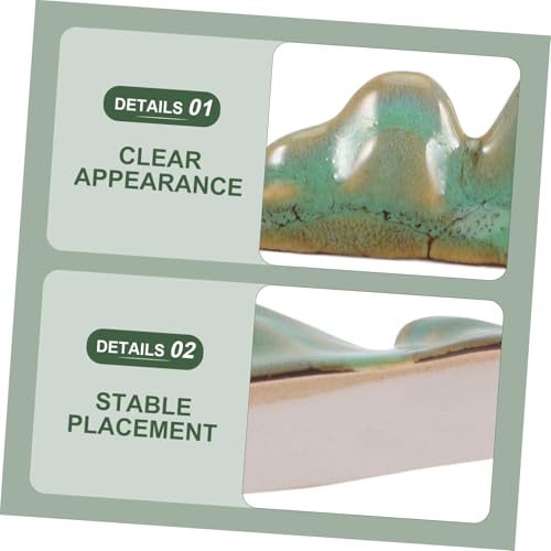 Ceramic Calligraphy Brush Holder with Mountain Shape and Nonskid Base, Green Paint Brush Drying Rack for Painting and Everyday Writing, Artistic Nature-inspired Pen Rest Stand