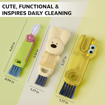 Cup Lid Cleaning Brush, 3 in 1 Lid Cleaner for Tumblers and Water Bottles, Gap Cleaning Brush with Straw Hole Detail Tool, Multifunctional Brush for Daily Use (Yellow Green) - color: Yellow Green