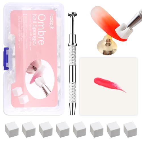 Fcozpjk 150Pcs Soft Nail Sponges for Ombre Mini Nail Art Sponges With Grabbing Pen Aura Nail Gradient Brush for Gel Nail Polish Sponge With 50pcs Disposable Gel Polish Palette Paper - color: White#150pcs