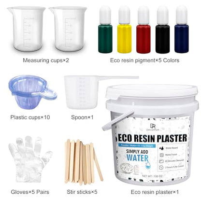 Eco Resin Casting Powder - 100oz / 2800g Fast Cured Plaster Casting Powder for Beginners - 20~30 Minutes Demold, Easy Mixing Water Activated Eco-Friendly Casting Resin for DIY Crafts Making, Home Art - size: 100oz