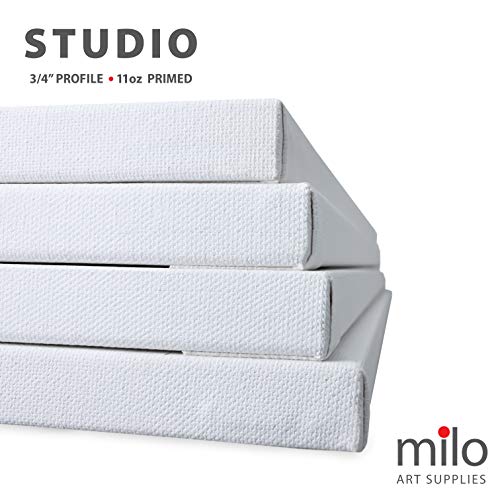 milo Pro Stretched Artist Canvas | 24x36 inch | Pack of 4 | 3/4” inch Thick Studio Profile | Ready to Paint 11 oz Primed Heavy Duty Large Canvas Art Supplies for Painting - size: 24" x 36" Pack of 4