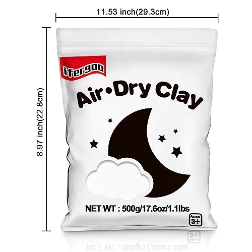 iFergoo White Air Dry Clay, DIY Creative Modeling Clay for Kids, Super Light Magic Clay for Kids Age 3-12, Safe & Non-Toxic, Molding Sculpting - color: White/500g