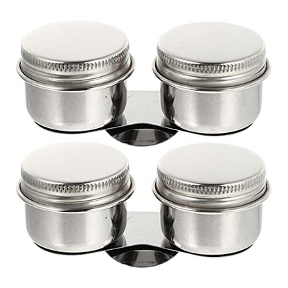 Wakauto Stainless Steel Painting Brush Washer Oil Palette Cup Brush Cleaning Pot Lid - size: 9X4.2X3.5CM
