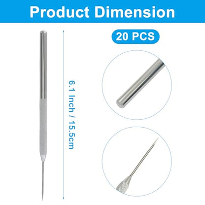 ISDVBUY 20 Pack Aluminum Clay Carving Tools Silver 6.1 Inch Stainless Steel Tips Needle Tool Set Clay Sculpting Tools for Ceramics, Sculpting, DIY Craft, Detailed Carving
