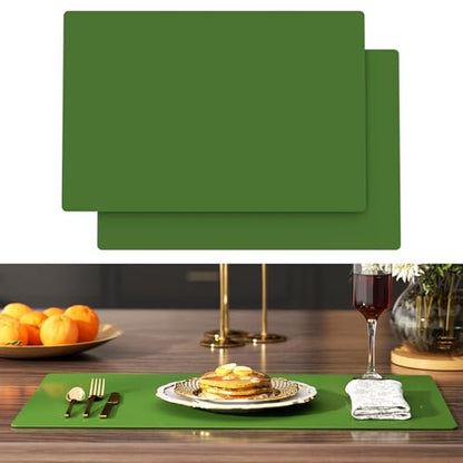 2-Pack Extra Thick Silicone Counter Mats - 24”x16” Large Heat Resistant Kitchen Countertop Protector, Non-Slip Hot Pad Trivet for Air Fryer, Hot Pots & Pans, Coffee Maker(Green) - color: Green