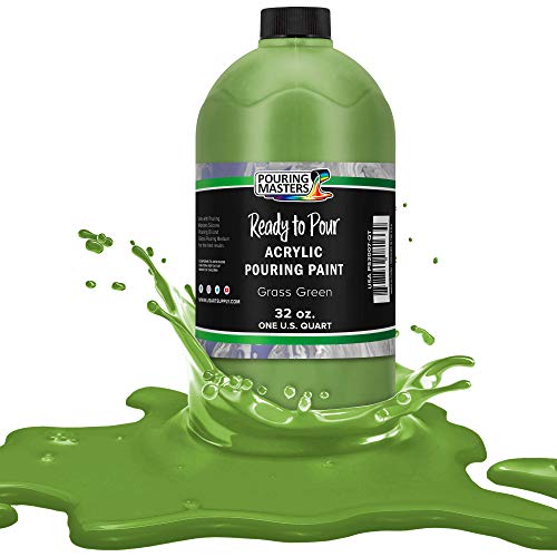 POURING MASTERS Grass Green Acrylic Ready to Pour Pouring Paint - Premium 32-Ounce Pre-Mixed Water-Based - for Canvas, Wood, Paper, Crafts, Tile, Rocks and More - color: Grass Green, size: 32 Fl Oz (Pack of 1)