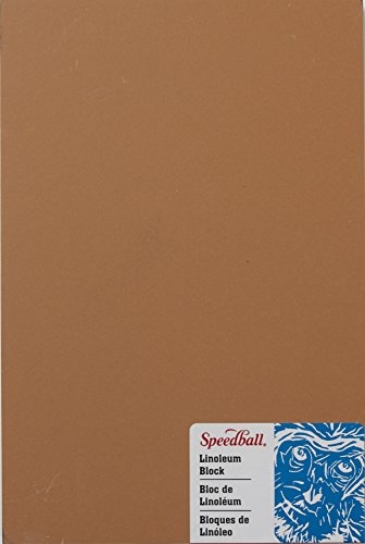 Speedball 4312 Premium Mounted Linoleum Block – Fine, Flat Surface for Easy Carving, Smoky Tan, 6 x 9 Inches - size: 6 x 9 Inches