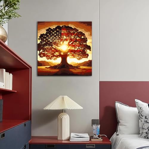GOUOYANA Paint by Numbers for Adults and Kids Beginner, Tree of Life Painting by Number Kits On Canvas, Number Artist Paint by Number Kit DIY Oil Painting Acrylic Paints, Home Wall Decor Gift 12X16in