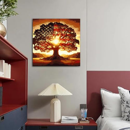 GOUOYANA Paint by Numbers for Adults and Kids Beginner, Tree of Life Painting by Number Kits On Canvas, Number Artist Paint by Number Kit DIY Oil Painting Acrylic Paints, Home Wall Decor Gift 12X16in