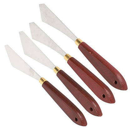 Stainless Steel Palette Knife, Wooden Handle Oil Painting Scraper with Straight for Mixing Acrylic Paint, Watercolor, Nail and Craft Art