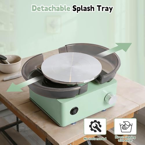 Olenyer Pottery Wheel for Kids: 6" Turntable 2-Way Rotation Mini Pottery Wheel, Removable Tray, Metal Frame, Christmas Gifts Pottery Kit for Beginners Teens Adults
