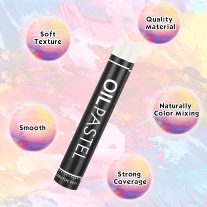 Geyoga 36 Pcs Soft Oil Pastels Bulk Artists Oil Crayons Single Color Creamy Pastels for Art Painting Drawing Blending for Artists(Black, White) - color: Black, White