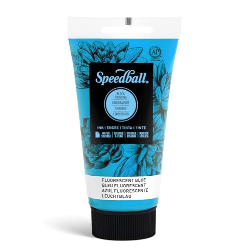 Speedball Water-Soluble Block Printing Ink, 2.5-Ounce Tube, Fluorescent Blue - color: Fluorescent Blue, size: 2.5 fl oz