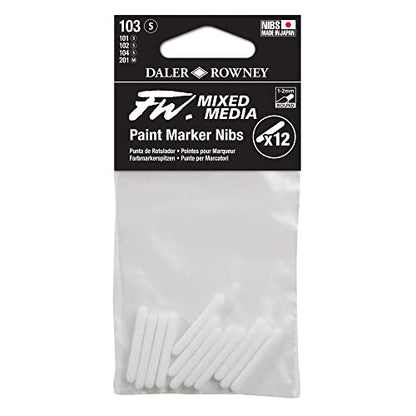 FW Mixed Media Paint Marker Nibs, Pack of 12, Small 1-2mm Round nibs (D160323103) - style: 1-2MM Round, Nibs