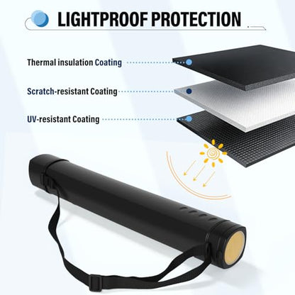DEWEL Adjustable Poster Tube 24.5"-42", Waterproof Plastic Document Storage Tube Telescoping Carrying Case, Light Resistant Drawing Tube Painting Picture Tube Holder (Black-Large Size) - color: Black (Polygon), size: Large