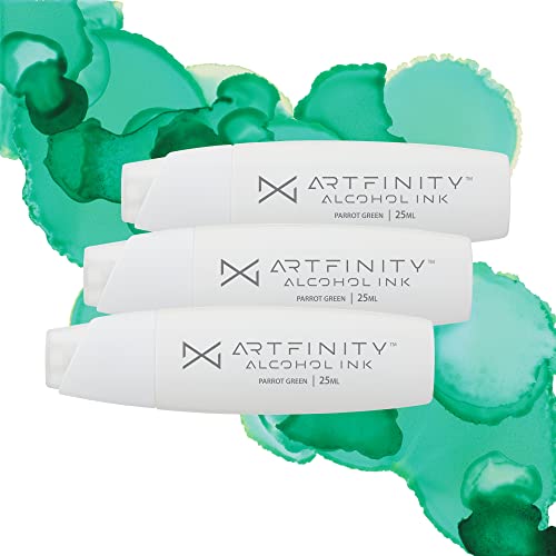 Artfinity Alcohol Inks 3 Pack - Vibrant, Professional, Dye-Based Alcohol Inks for Artfinity Alcohol Markers, Artists, Drawing, & More! - Parrot Green BG3-5 - color: Parrot Green Bg3-5
