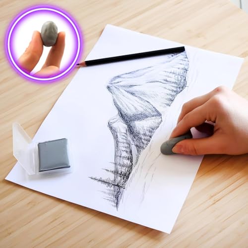Kneaded Erasers for Artists - 4 Pack Large Size Grey Kneadable Erasers for Drawing & Sketching