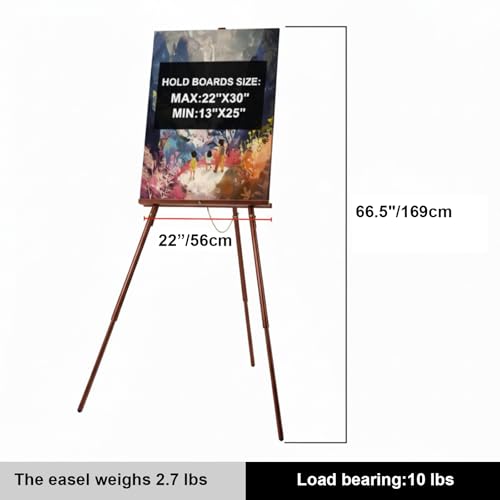 Falling in Art 65" A-Frame Tripod Easel Stand, Wooden Display Easel with Adjustable Canvas Holder, Floor Easel for Wedding Signs, Posters, Paintings, Artwork(Brown) - color: Brown-1 Pack