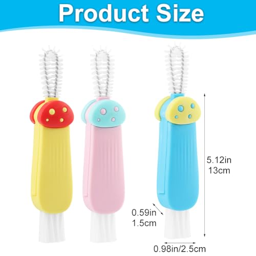3 in 1 Multifunctional Lid Gap Cleaning Brush Set - Cup, Bottle, Sport Water Bottle (Pink, Yellow, Blue)
