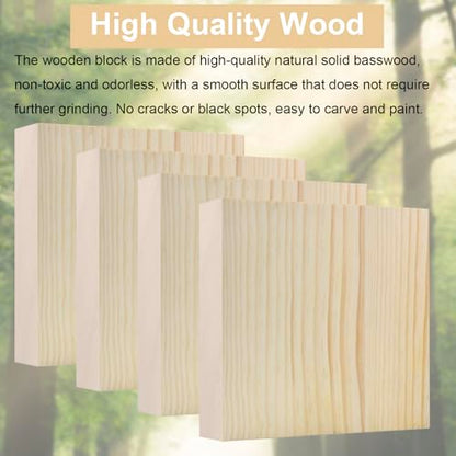 4 PCS Solid Wood Blocks, 10 x 10 x 1 Inch One-Piece Unfinished Wood Panels for Wood Burning, Laser Engraving, Painting, DIY Signs, Home Decor and Craft Projects - size: 10x10x1 Inch