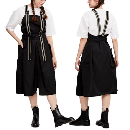 Premium Apron for Nail Techs, Hairstylists, Artists - 360 Full Coverage with Elastic Straps and 2 deep pockets - color: Black, size: Small-Medium