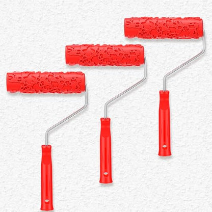 3 Pcs Texture Roller Set, 7'' Textured Paint Rollers, Pattern Rubber Rollers for Walls, Furniture & Floors, DIY Decorative Art Painting Tools